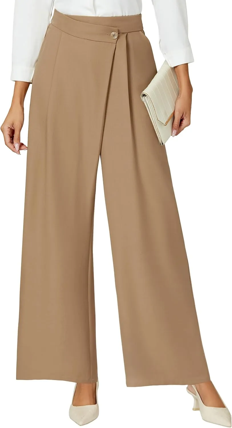Blooming Jelly Women Wide Leg Dress Pants High Waisted Work Pant with Pocket Business Casual Outfits 2025
