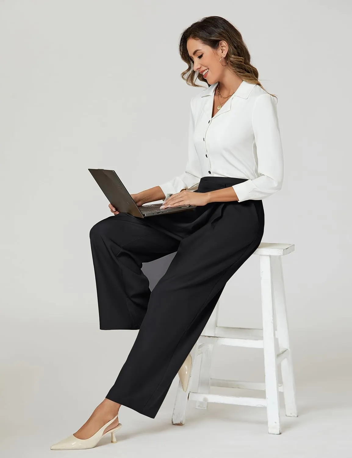 Blooming Jelly Women Wide Leg Dress Pants High Waisted Work Pant with Pocket Business Casual Outfits 2025
