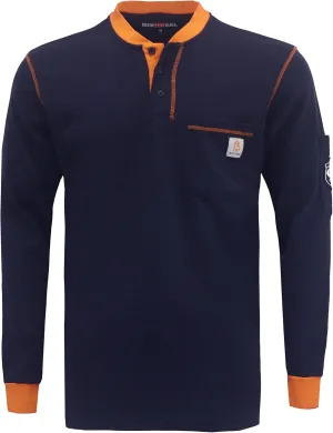 BOCOMAL FR Shirts Henley 7oz Midweight Fire Resistant Clothing NFPA2112 CAT2 Men's Flame Retardant Work Shirt