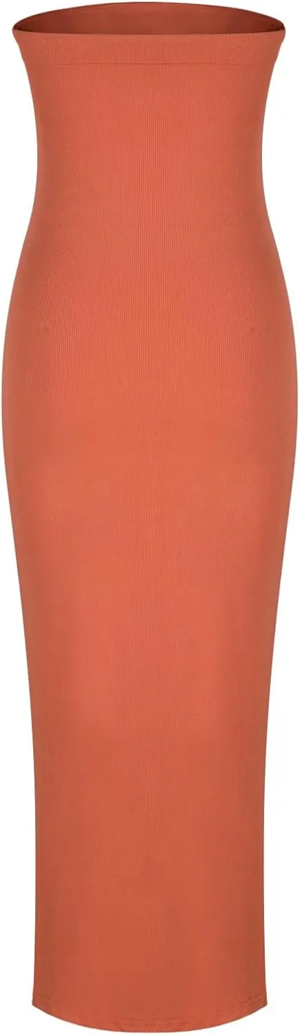 Bodycon Dresses for Women Sexy Strapless Tube Top Dress Side Split HOCO Maxi Dresses 2024 Summer Wedding Guest Dress