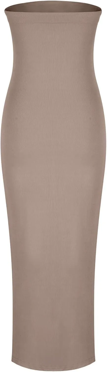 Bodycon Dresses for Women Sexy Strapless Tube Top Dress Side Split HOCO Maxi Dresses 2024 Summer Wedding Guest Dress