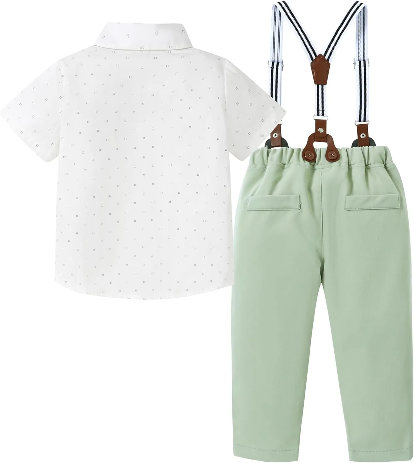 Boy Suit Toddler Boy Outfit Boy Dress Shirt with Bowtie/Suspender Pants Gentleman Wedding Outfits 1-10 Years.