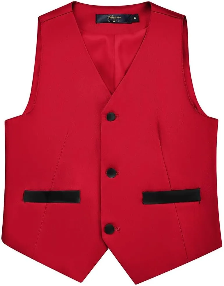 Boy Suits 7 Piece Set Slim Fit Formal Tuxedo Suit with Tuxedo Jacket Vest Pants for Kids Wedding Ring Bearer Party