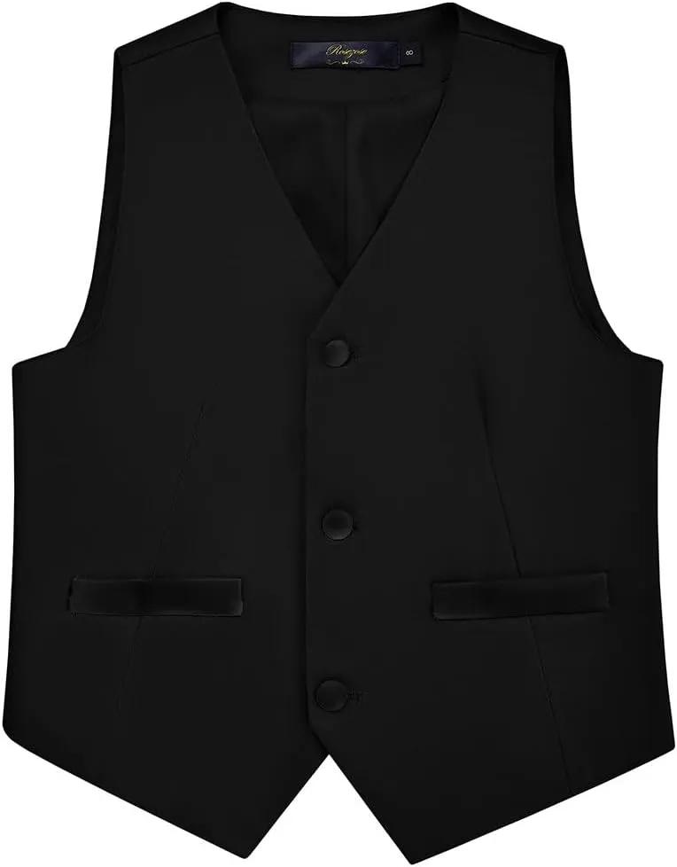Boy Suits 7 Piece Set Slim Fit Formal Tuxedo Suit with Tuxedo Jacket Vest Pants for Kids Wedding Ring Bearer Party