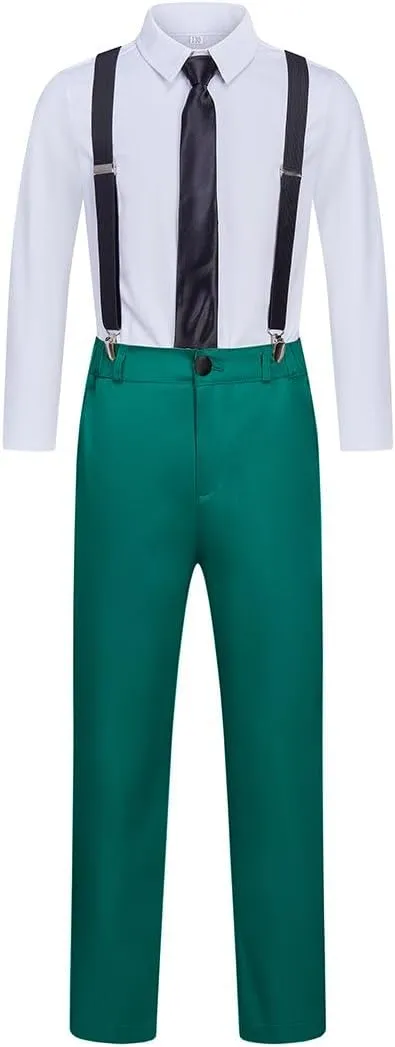 Boy Suits 7 Piece Set Slim Fit Formal Tuxedo Suit with Tuxedo Jacket Vest Pants for Kids Wedding Ring Bearer Party