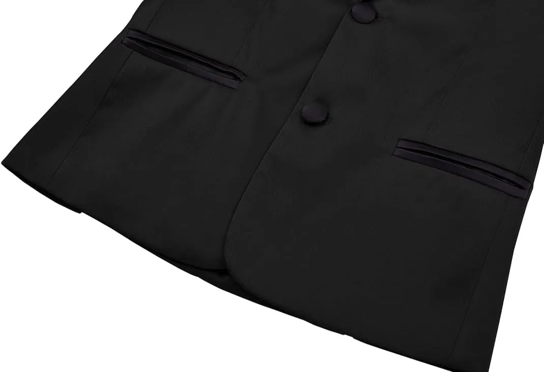 Boy Suits 7 Piece Set Slim Fit Formal Tuxedo Suit with Tuxedo Jacket Vest Pants for Kids Wedding Ring Bearer Party