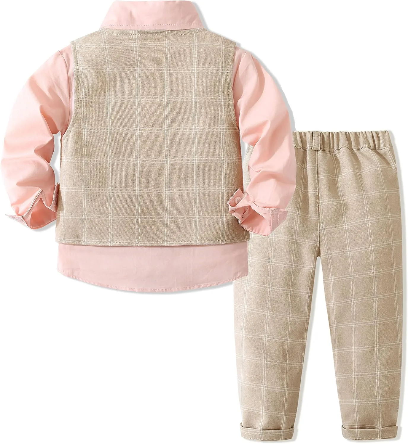 Boys 3Pcs Clothing Sets Cotton Long Sleeve Bowtie Shirts  Vest  Pants Casual Suit