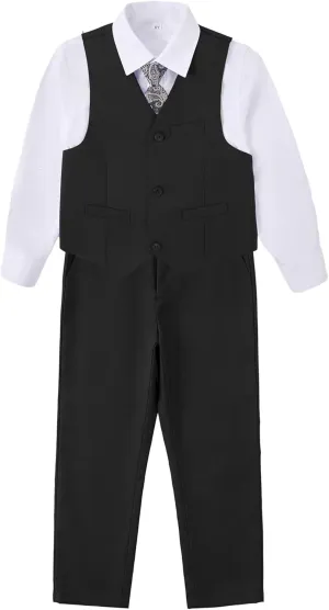 Boys Suit Formal Kids Wedding Outfit 3 Piece Slim Fit Boys Suit Vest Pants Shirt Set with Tie