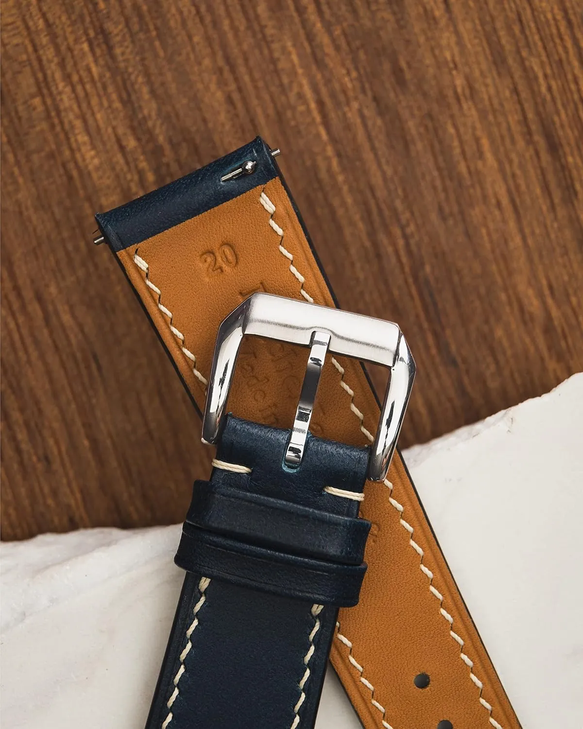 Buttero Full Grain vegetable tanned Leather Mens Watch Band - 19mm 20mm 22mm Quick Release Watch Band - Handmade Premium Leather Watch Strap - Italian Genuine Leather Replacement Band