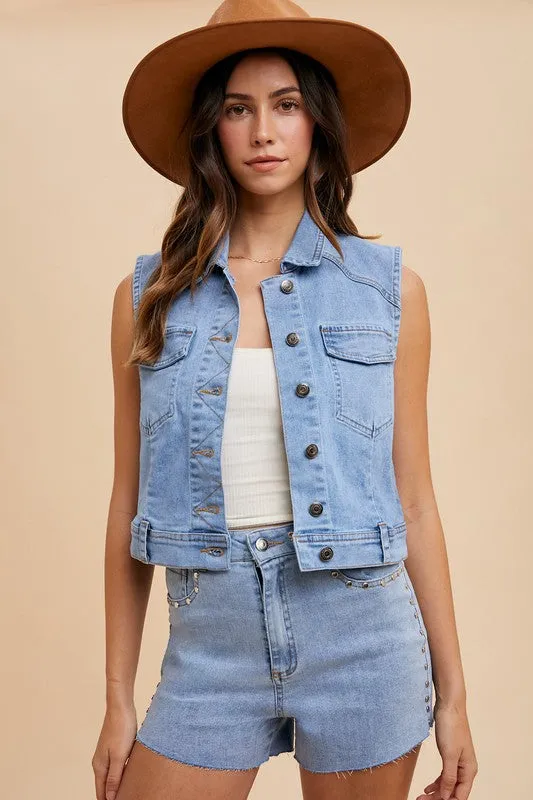 Button Down Denim Vest