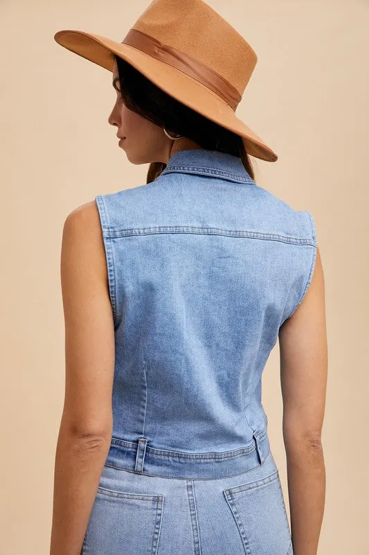Button Down Denim Vest