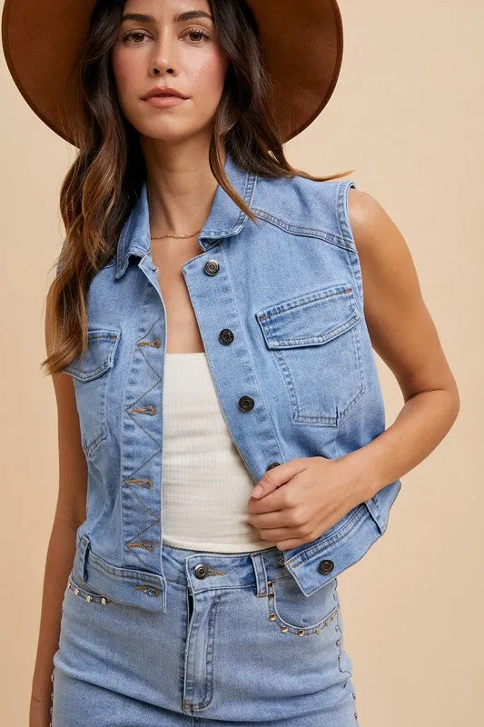 Button Down Denim Vest