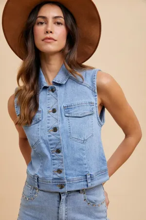 Button Down Denim Vest