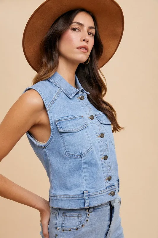 Button Down Denim Vest
