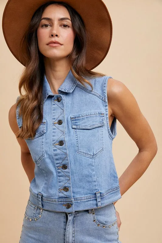 Button Down Denim Vest