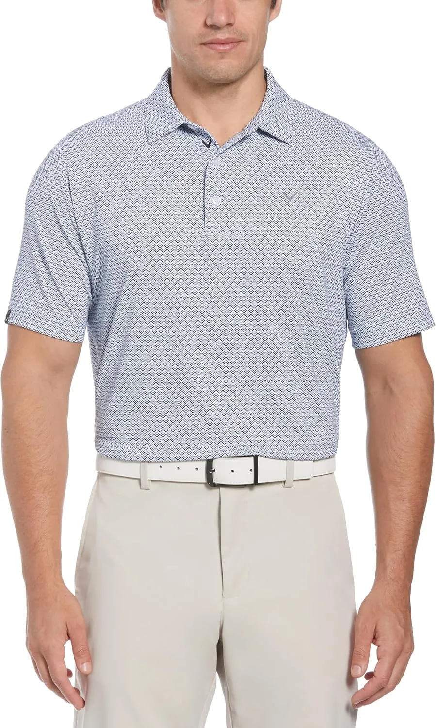 Callaway Men's Big & Tall Chevron Printed Short Sleeve Golf Polo Shirt, Stretch Seams, Moisture-Wicking, Classic Fit