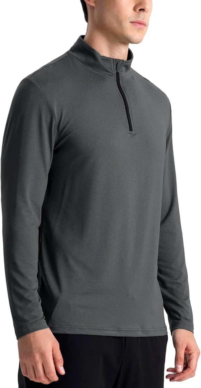 CARWORNIC Men's Long Sleeve Athletic Shirts 1/4 Zip Pullover Quick Dry Active Sports Sweatshirt for Running Workout Gym