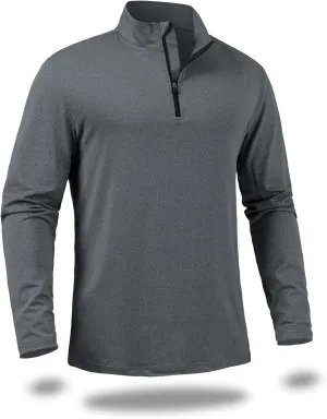 CARWORNIC Men's Long Sleeve Athletic Shirts 1/4 Zip Pullover Quick Dry Active Sports Sweatshirt for Running Workout Gym