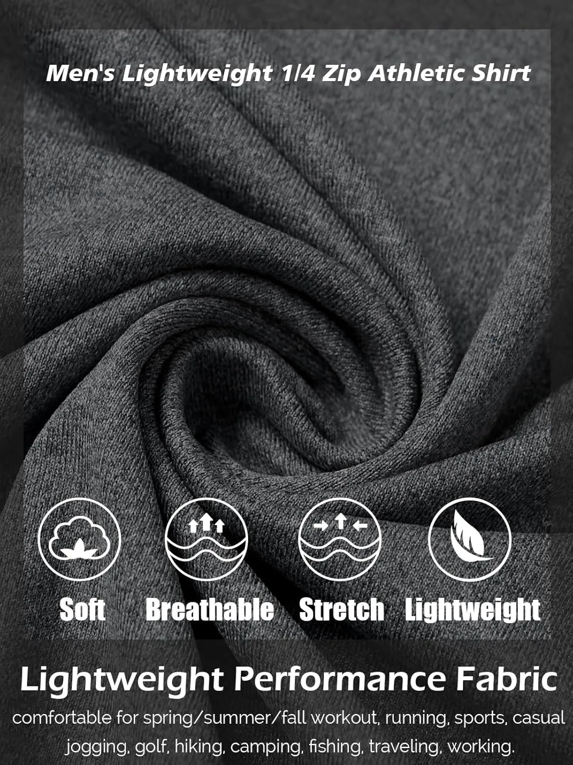 CARWORNIC Men's Long Sleeve Athletic Shirts 1/4 Zip Pullover Quick Dry Active Sports Sweatshirt for Running Workout Gym