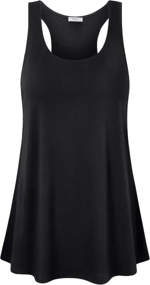 Cestyle Womens Sleeveless Scoop Neck Flowy Loose Fit Workout Shirts Racerback Long Tank Tops
