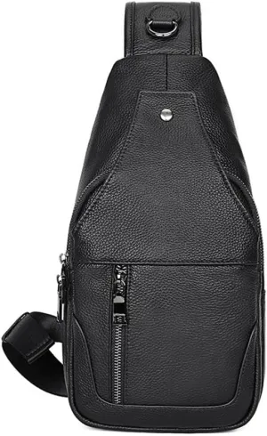 Chest Bag Waterproof Pouch Cowhide Crossbody Bag Large Capacity Shoulder Bag