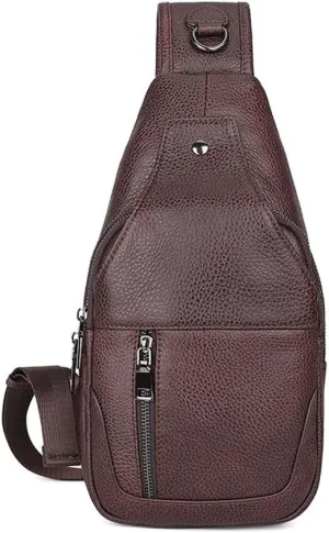 Chest Bag Waterproof Pouch Cowhide Crossbody Bag Large Capacity Shoulder Bag
