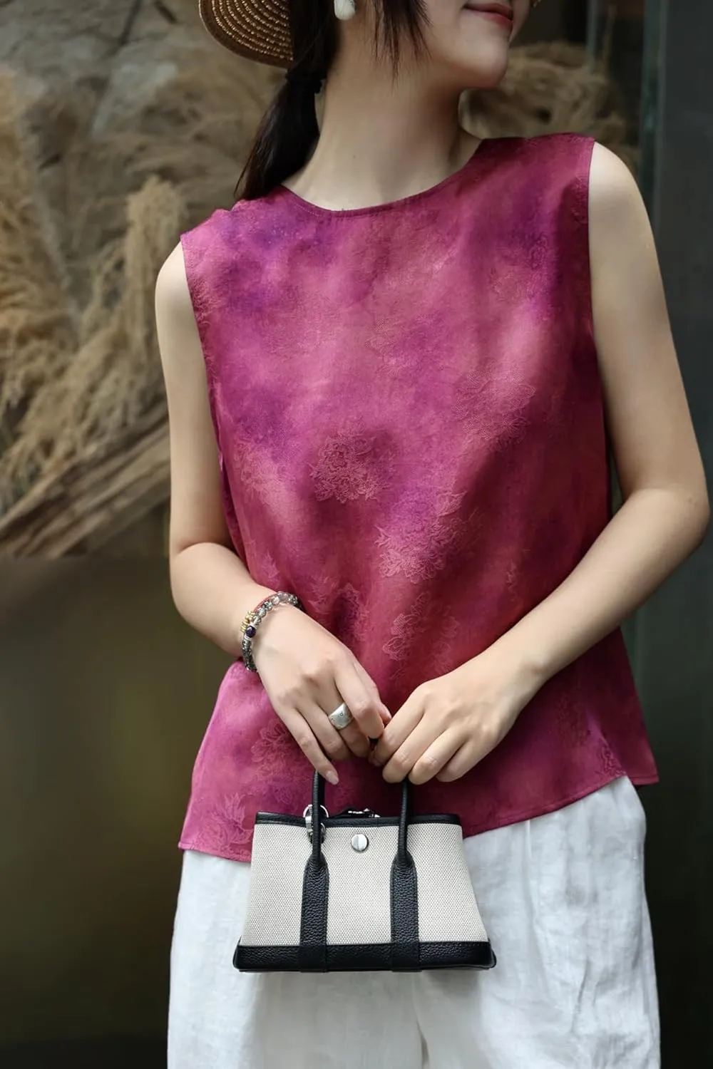 Chinese Style Sleeveless Shirt Summer Round Neck Undershirt Tops Women