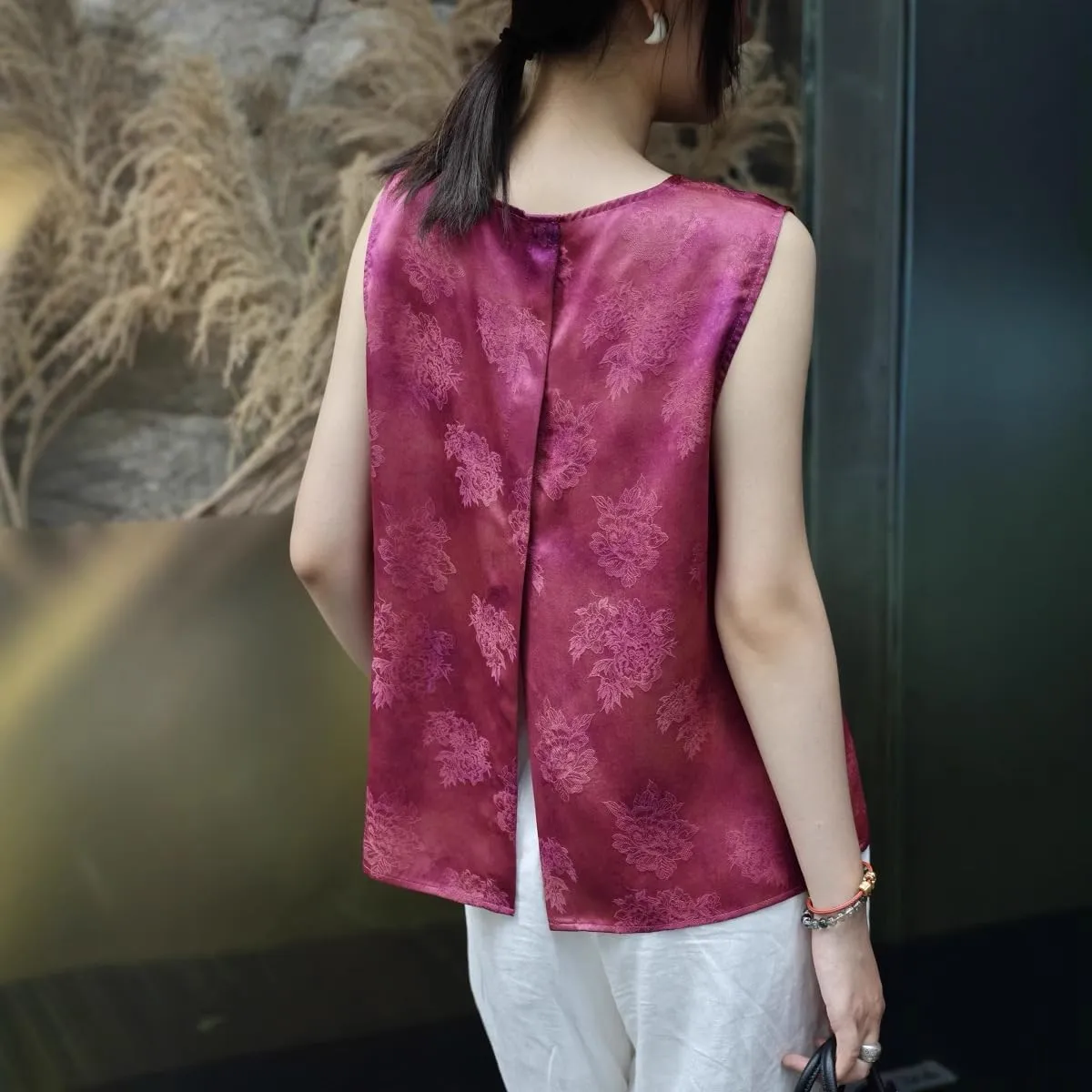 Chinese Style Sleeveless Shirt Summer Round Neck Undershirt Tops Women