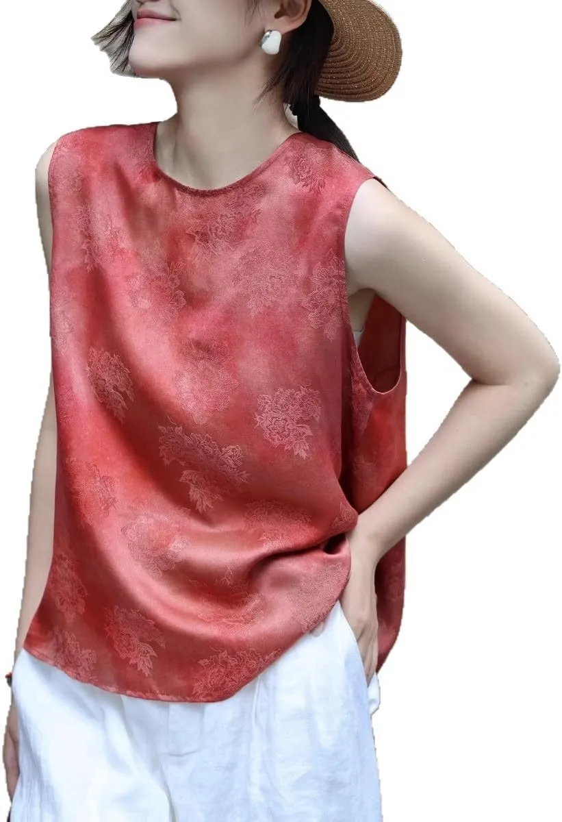 Chinese Style Sleeveless Shirt Summer Round Neck Undershirt Tops Women