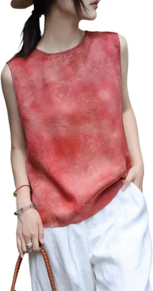 Chinese Style Sleeveless Shirt Summer Round Neck Undershirt Tops Women