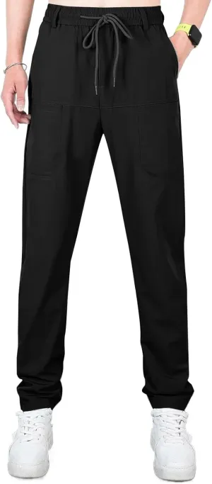 Chinos Pants Men, Stretch Active Chino Pants Slim Fit Mens Slacks Tapered Pants Twill Cargo Casual Pants Golf Jogger
