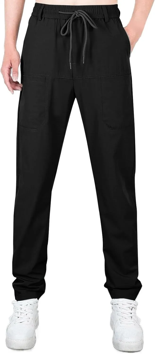 Chinos Pants Men, Stretch Active Chino Pants Slim Fit Mens Slacks Tapered Pants Twill Cargo Casual Pants Golf Jogger