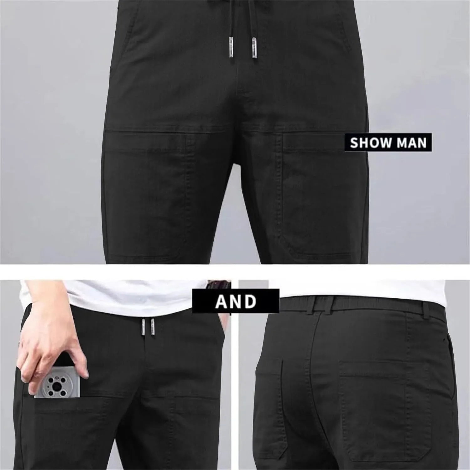 Chinos Pants Men, Stretch Active Chino Pants Slim Fit Mens Slacks Tapered Pants Twill Cargo Casual Pants Golf Jogger