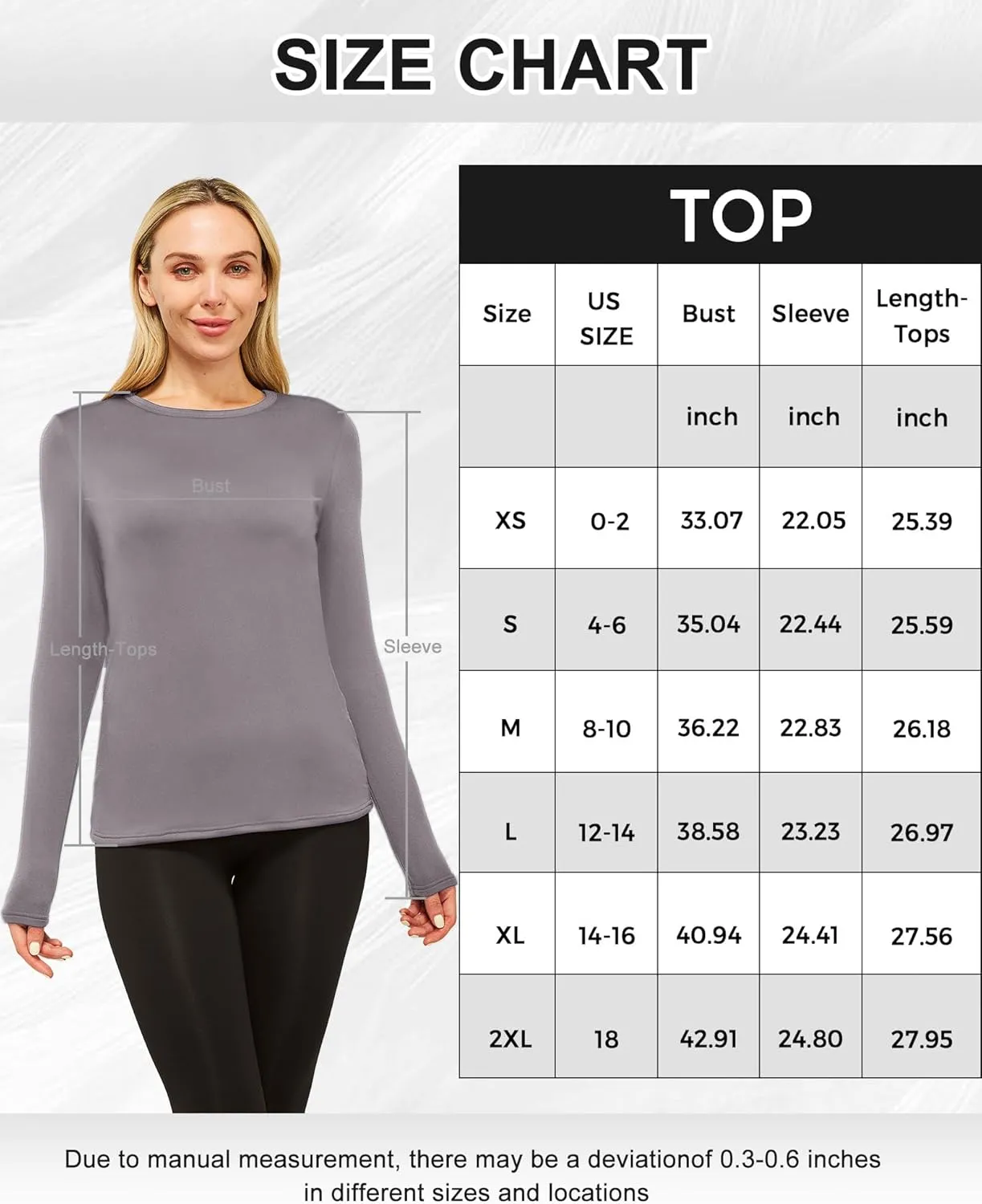 CL convallaria 1 2 4 Pcs Women's Thermal Underwear Fleece Lined Tops Long Sleeve Baselayer Shirt