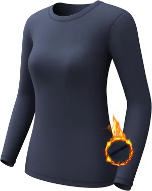 CL convallaria 1 2 4 Pcs Women's Thermal Underwear Fleece Lined Tops Long Sleeve Baselayer Shirt