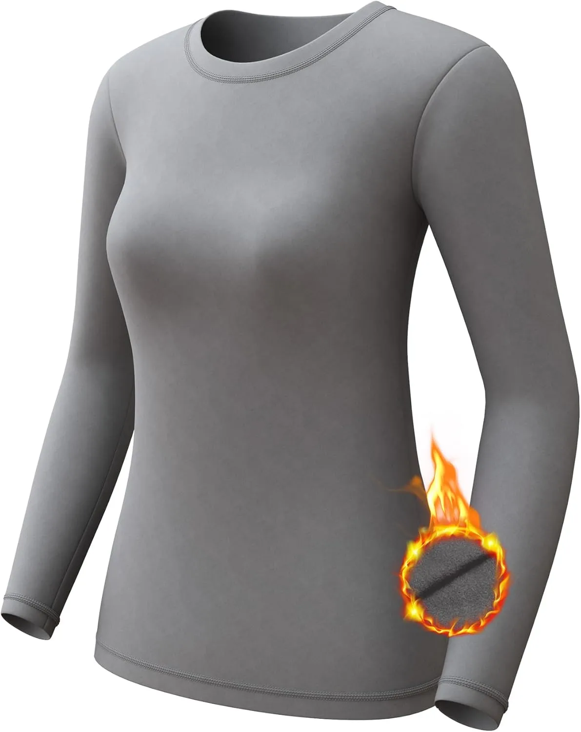 CL convallaria 1 2 4 Pcs Women's Thermal Underwear Fleece Lined Tops Long Sleeve Baselayer Shirt