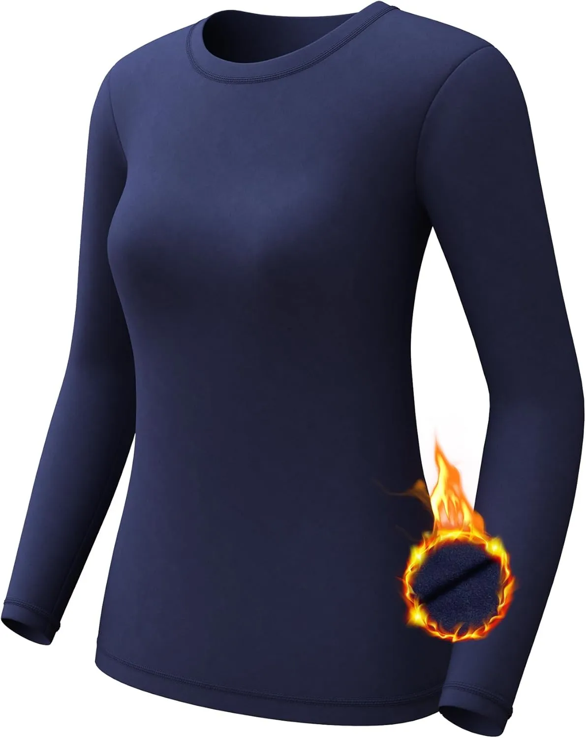 CL convallaria 1 2 4 Pcs Women's Thermal Underwear Fleece Lined Tops Long Sleeve Baselayer Shirt