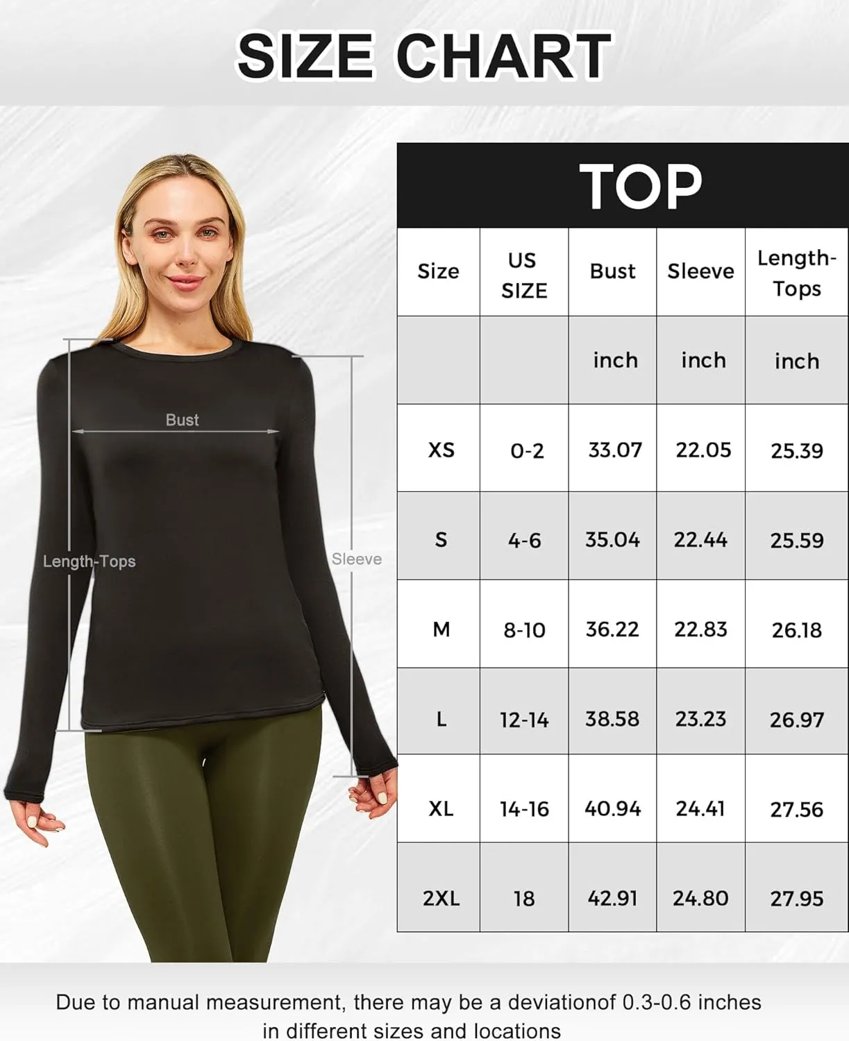 CL convallaria 1 2 4 Pcs Women's Thermal Underwear Fleece Lined Tops Long Sleeve Baselayer Shirt