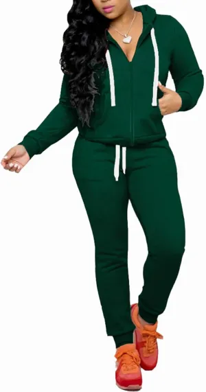 CLOCOR Track Suits for Women Set - Casual 2 Piece Outfits Sweatsuit Pocket Hoodies Long Sleeve with Patchwork Pants Set