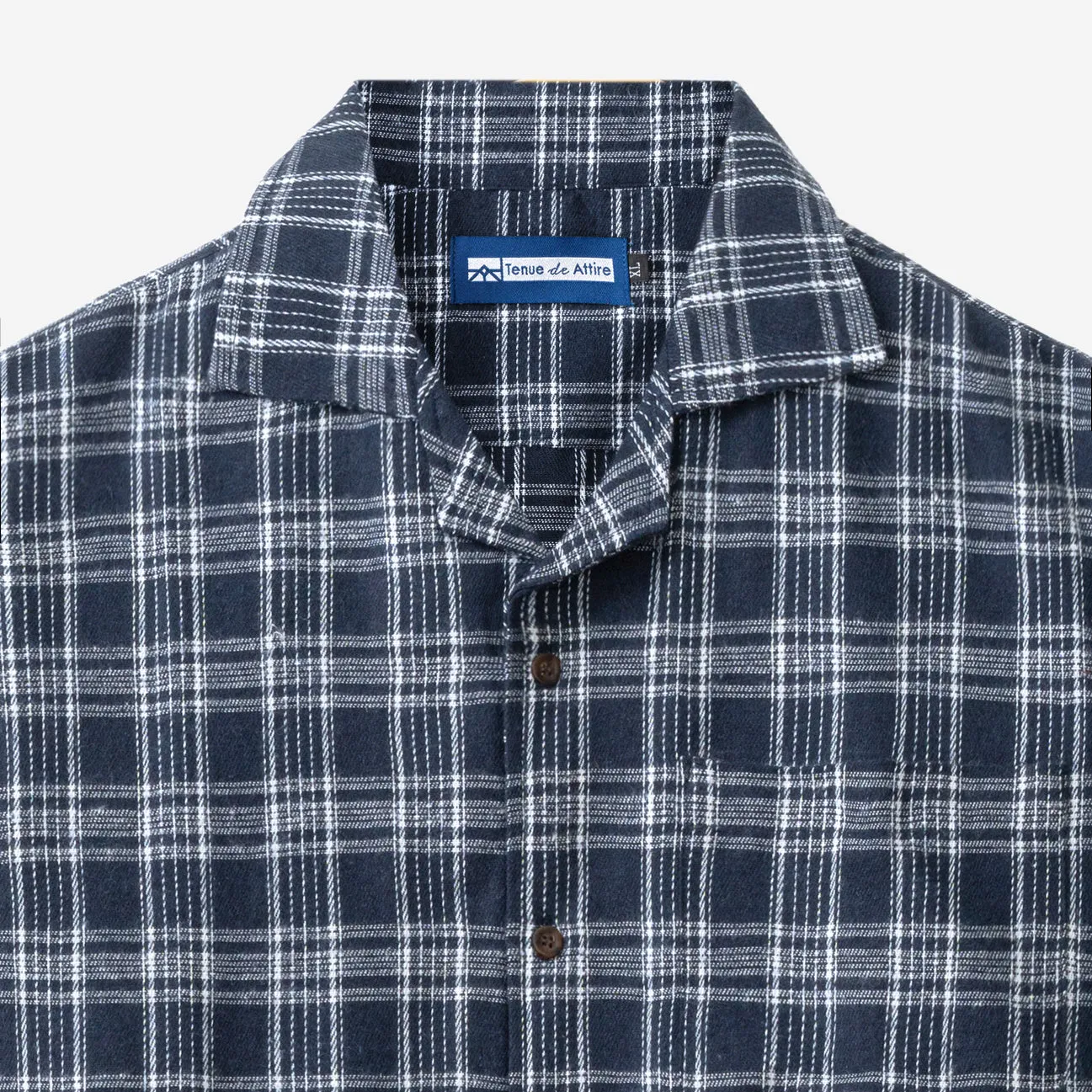 College Days Flannel Camp Collar - Navy Triple Lines