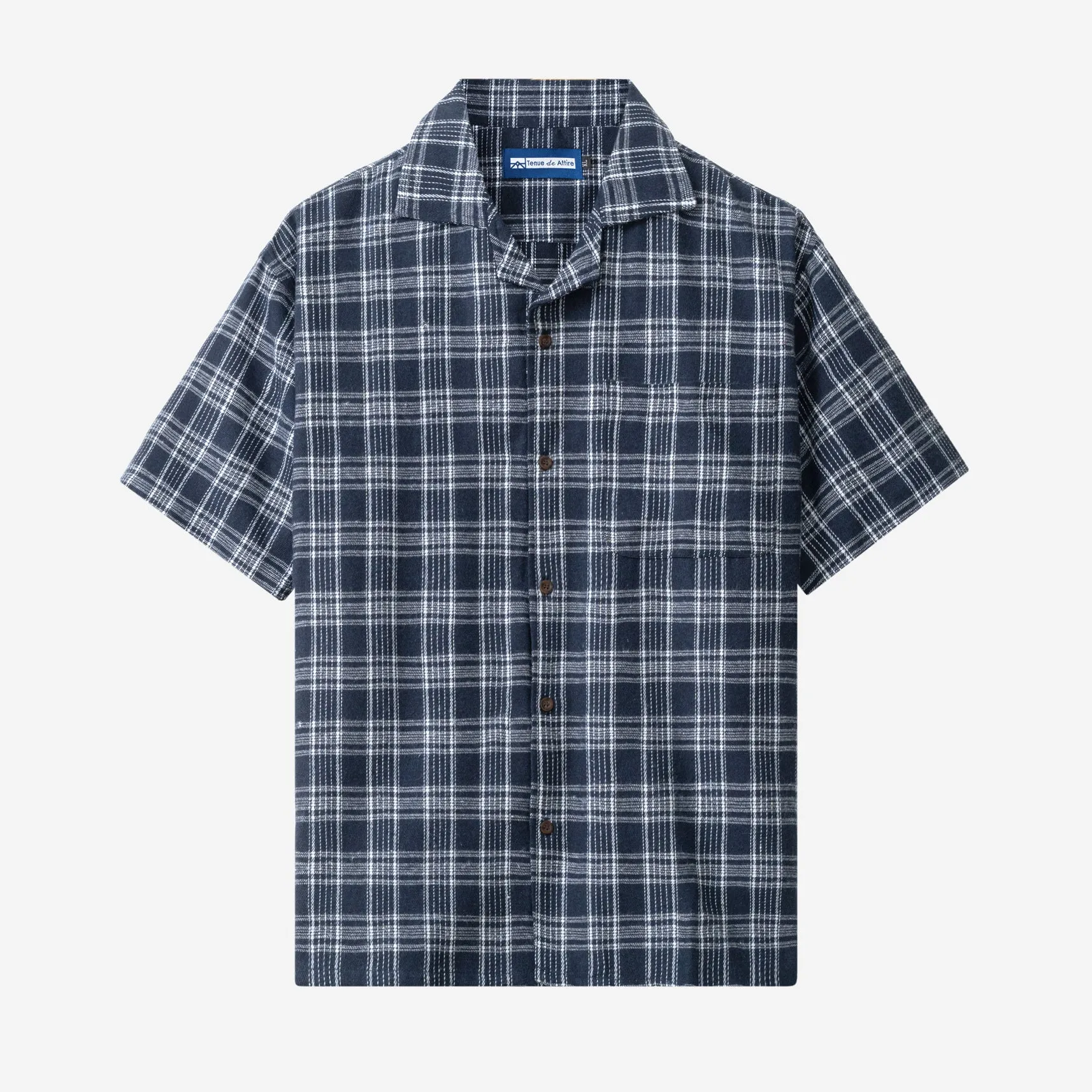 College Days Flannel Camp Collar - Navy Triple Lines