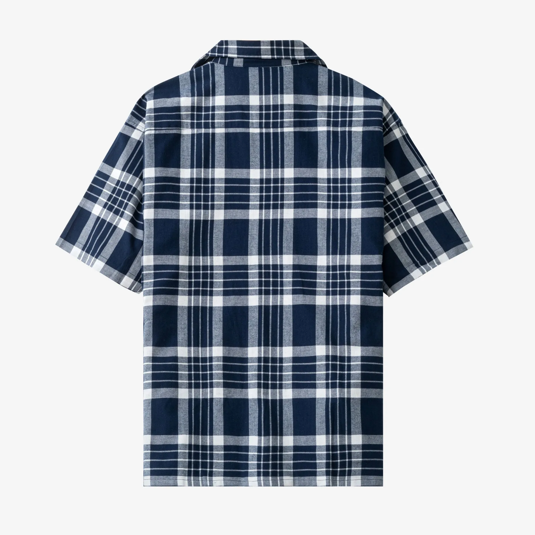 College Days Flannel Camp Collar - Navy White Square