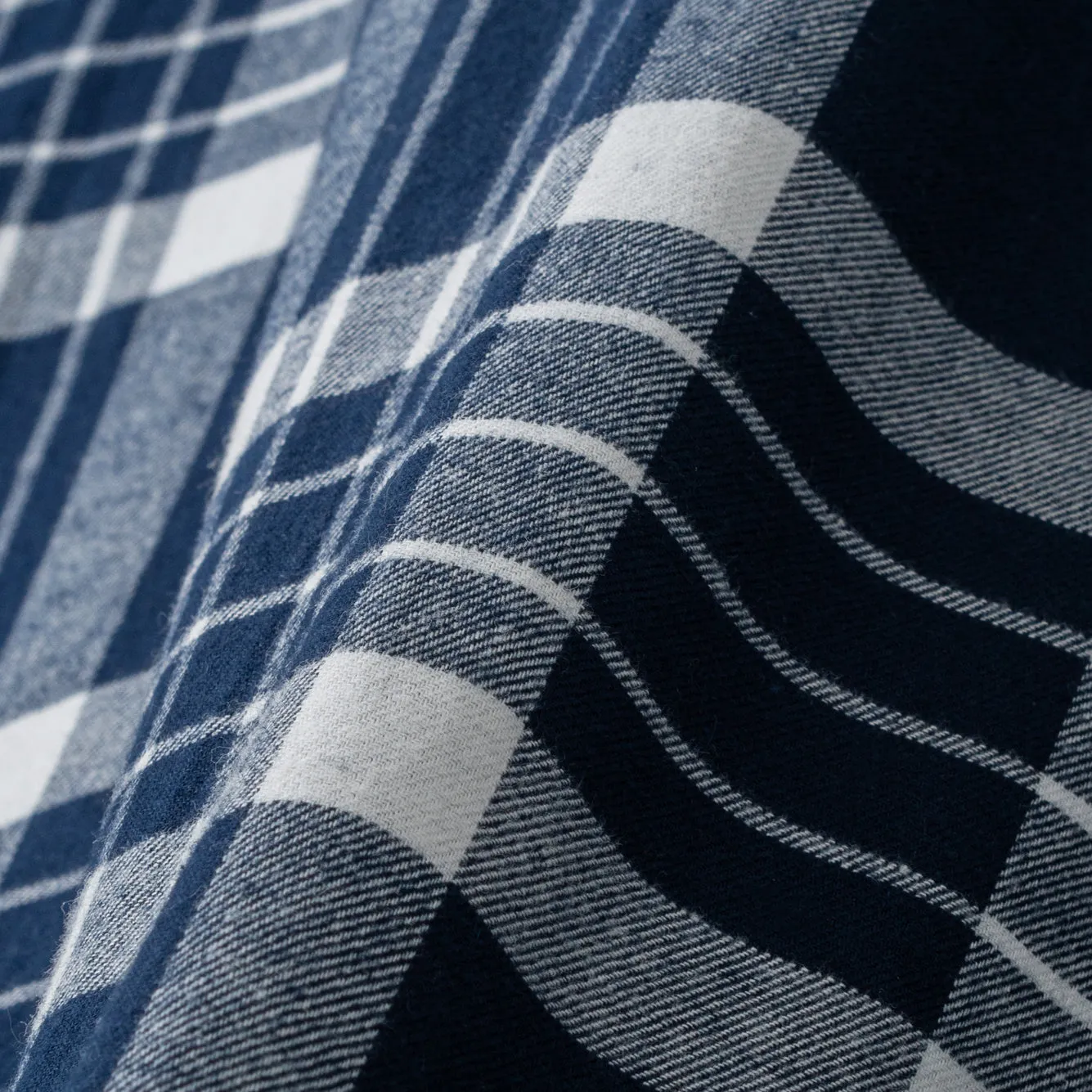 College Days Flannel Camp Collar - Navy White Square