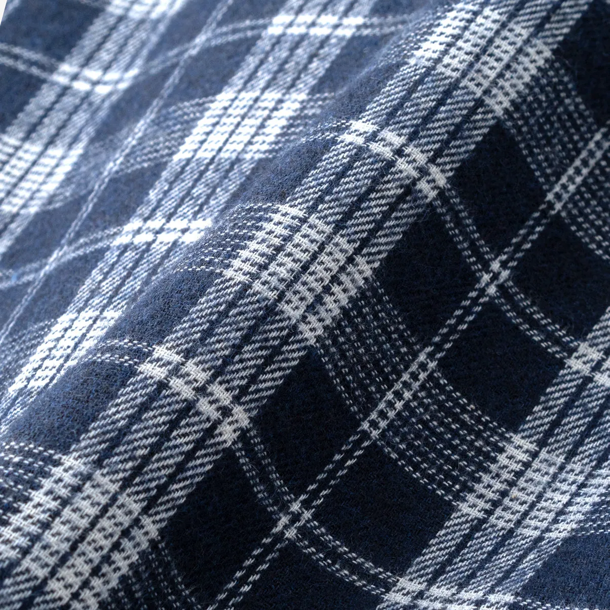 College Days Flannel Camp Collar - Navy White