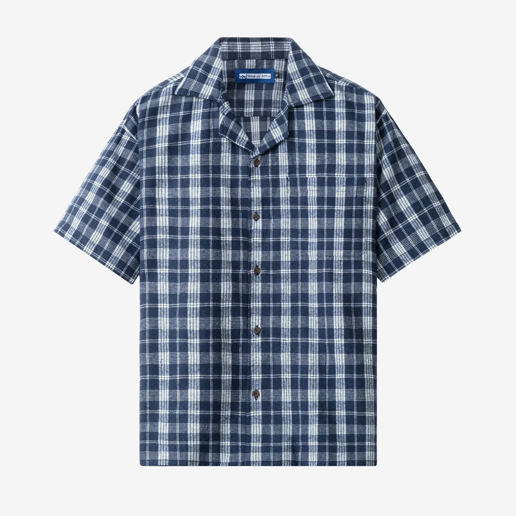 College Days Flannel Camp Collar - Navy White