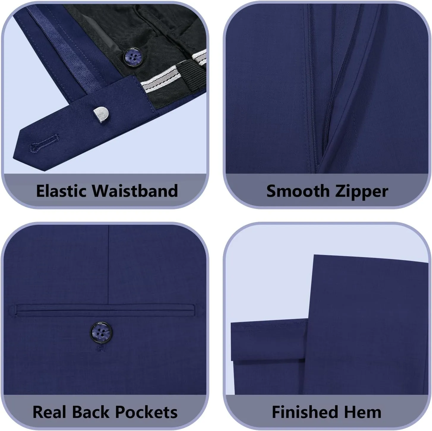 Cooper & Nelson Men's 3 Piece Slim Fit Suit Set, One Button Solid Jacket Vest Pants with Tie