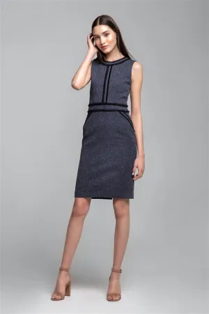 Cotton tweed dress with fringed detail