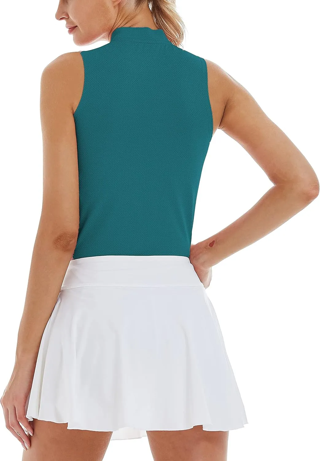 CQC Women's Golf Tennis Sleeveless Polo Shirts Quick Dry Athletic Tank Tops UPF 50 