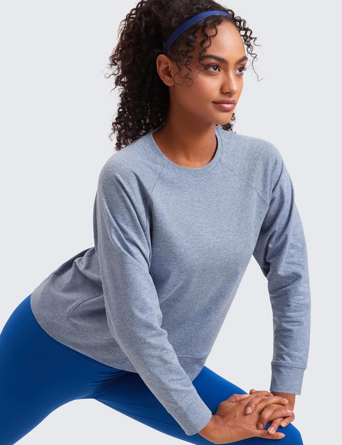 CRZ YOGA Cloud Jersey Pullover Sweatshirt for Women Long Sleeve Soft Casual Crewneck Tops Basic Workout Fall Shirts