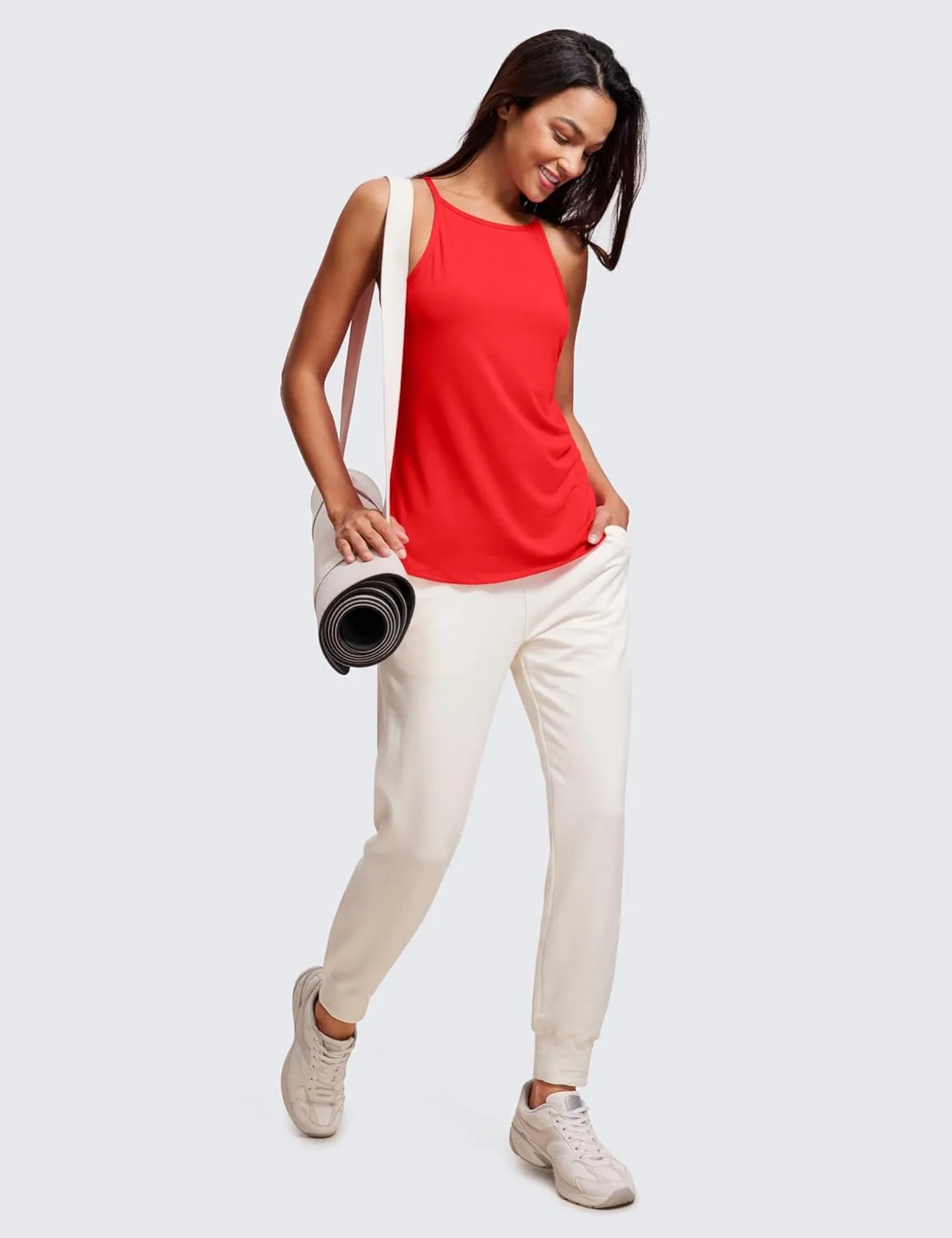 CRZ YOGA Halter High Neck Workout Tops for Women Flowy Cami Sleeveless Tank Athletic Yoga Shirts